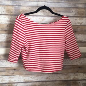 LUCCA Couture Medium red striped crop top